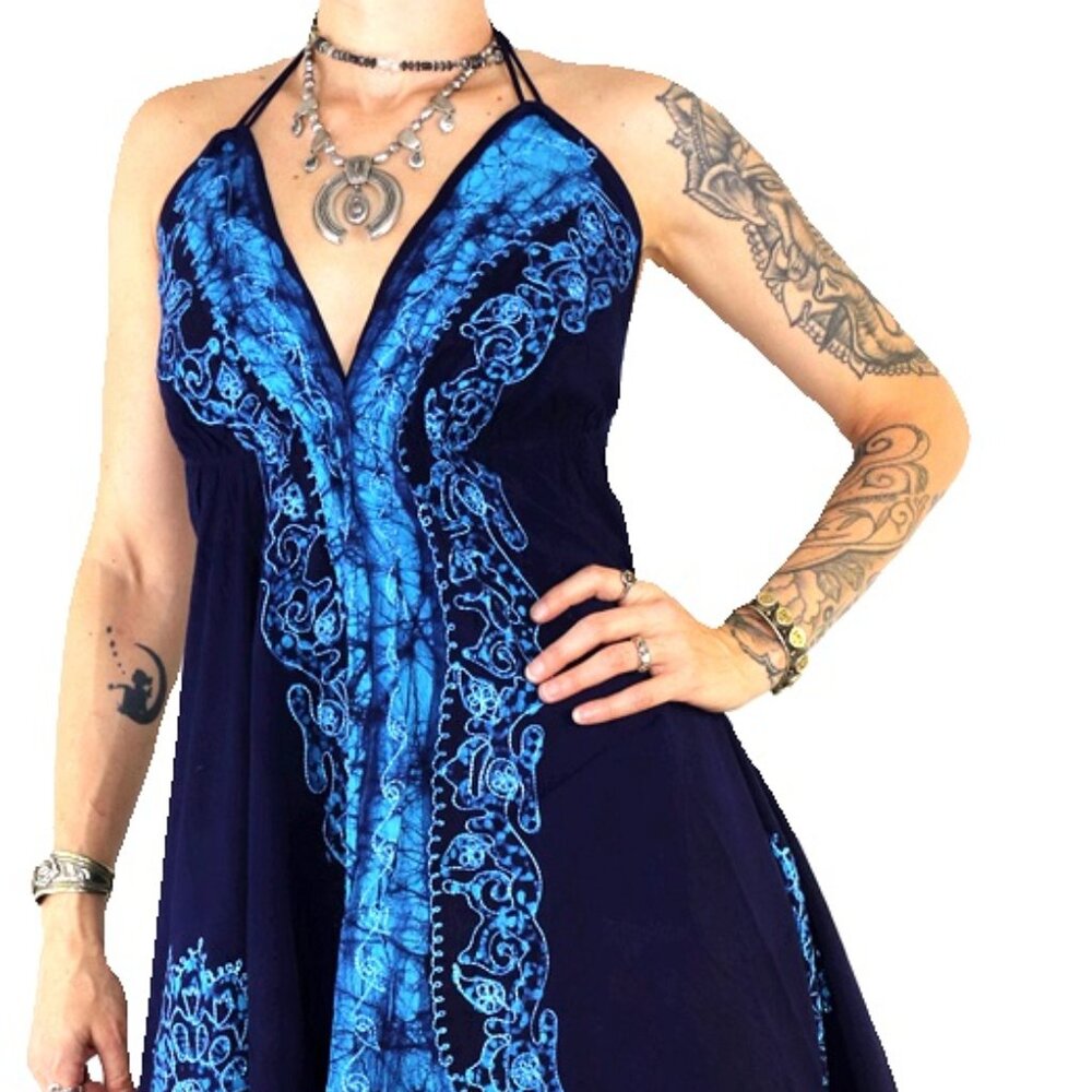 Beautiful Daphne Scarf Blue and Light Blue Hippie Boho Dress